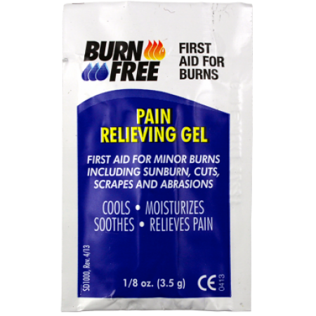 Burn Free Gel 1/8 oz. (3.5 g) Pain Relieving in Packets. 50 pcs / Pack. Gel for Burns. Bangkok First Aid Thailand. Pain Relieving Gel Packets - 50 pcs / Pack